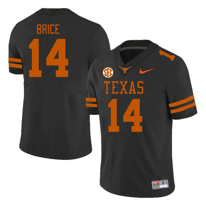 Texas Longhorns #14 X'Avion Brice SEC Conference College Football Jerseys Stitched Sale-Black